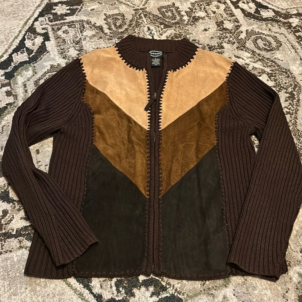 Designer Studio Original Chocolate Brown Zip Up L… - image 1
